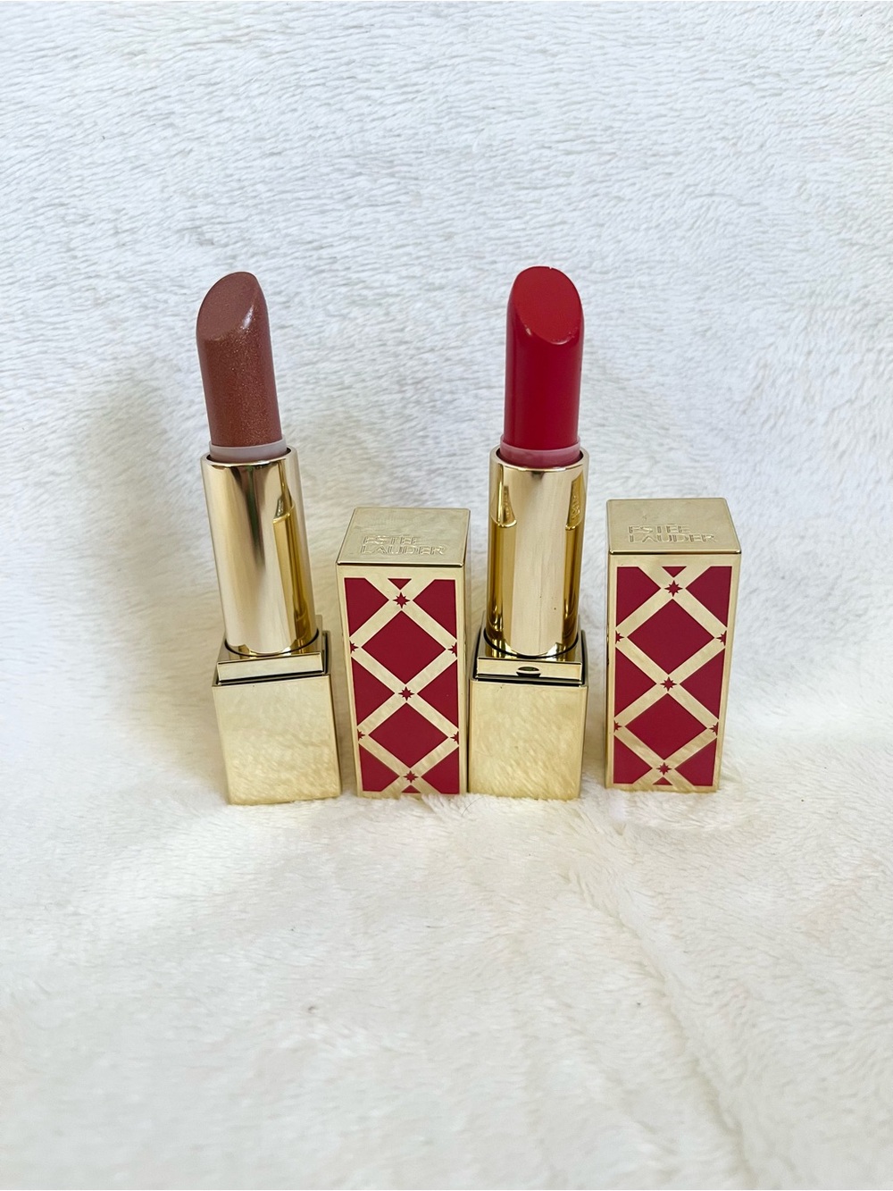 Estee Lauder Dual Lipstick Set — Red & Nude Shades 2 pcs Full Size